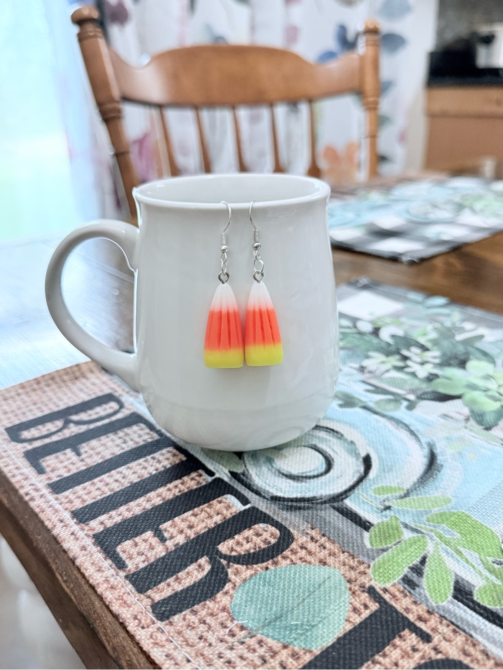 Candy Corn Inspired Drop Earrings